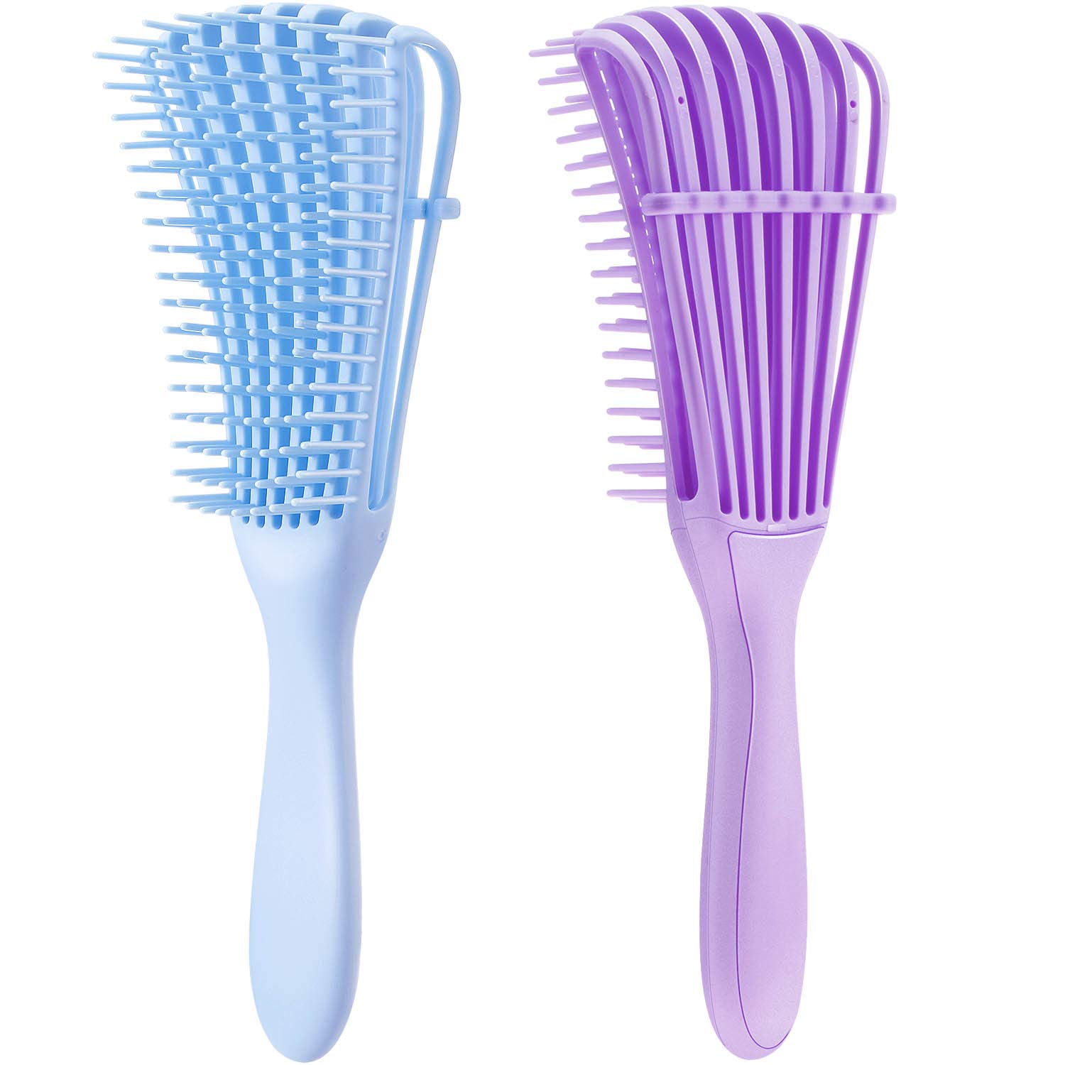 2 Pieces Detangling Brush for Afro America/African Hair Textured 3a to 4c Kinky Wavy/Curly/Coily/Wet/Dry/Oil/Thick/Long Hair, Knots Detangler Easy to Clean (Light Blue, Light Purple)