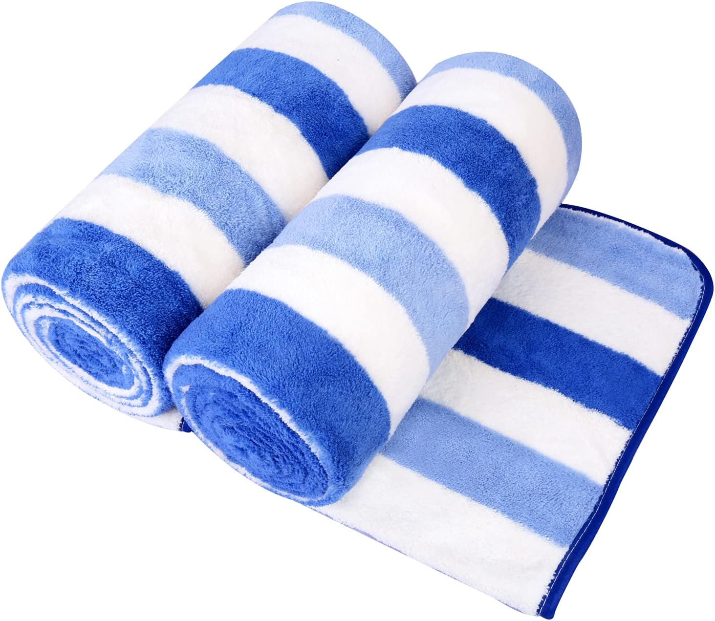 JML Microfiber Bath Towels, Bath Towel 2 Pack(30 x 60), Oversized, Soft, Super Absorbent and Fast Drying, Multipurpose Use for Sports, Fitness, Yoga, Cabana Stripe Blue