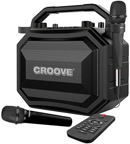 Portable Karaoke Machine Party Box with Bluetooth/AUX/USB/SD Card Connectivity, 2 Wireless & Wired Microphones, and Advanced Audio Controls