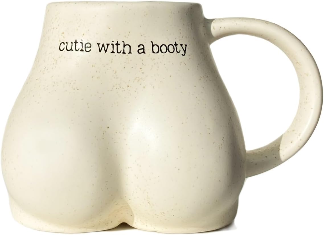 Butt Funny Coffee Mug for Women & Friend, Cute Novelty Gifts Butt Shaped 3d Cup, Ceramic Cream Bum Cheeks Booty Mug, Feminine Female Body Mug Vase, Nice Butt Valentine's Gift, 12oz (Cream)