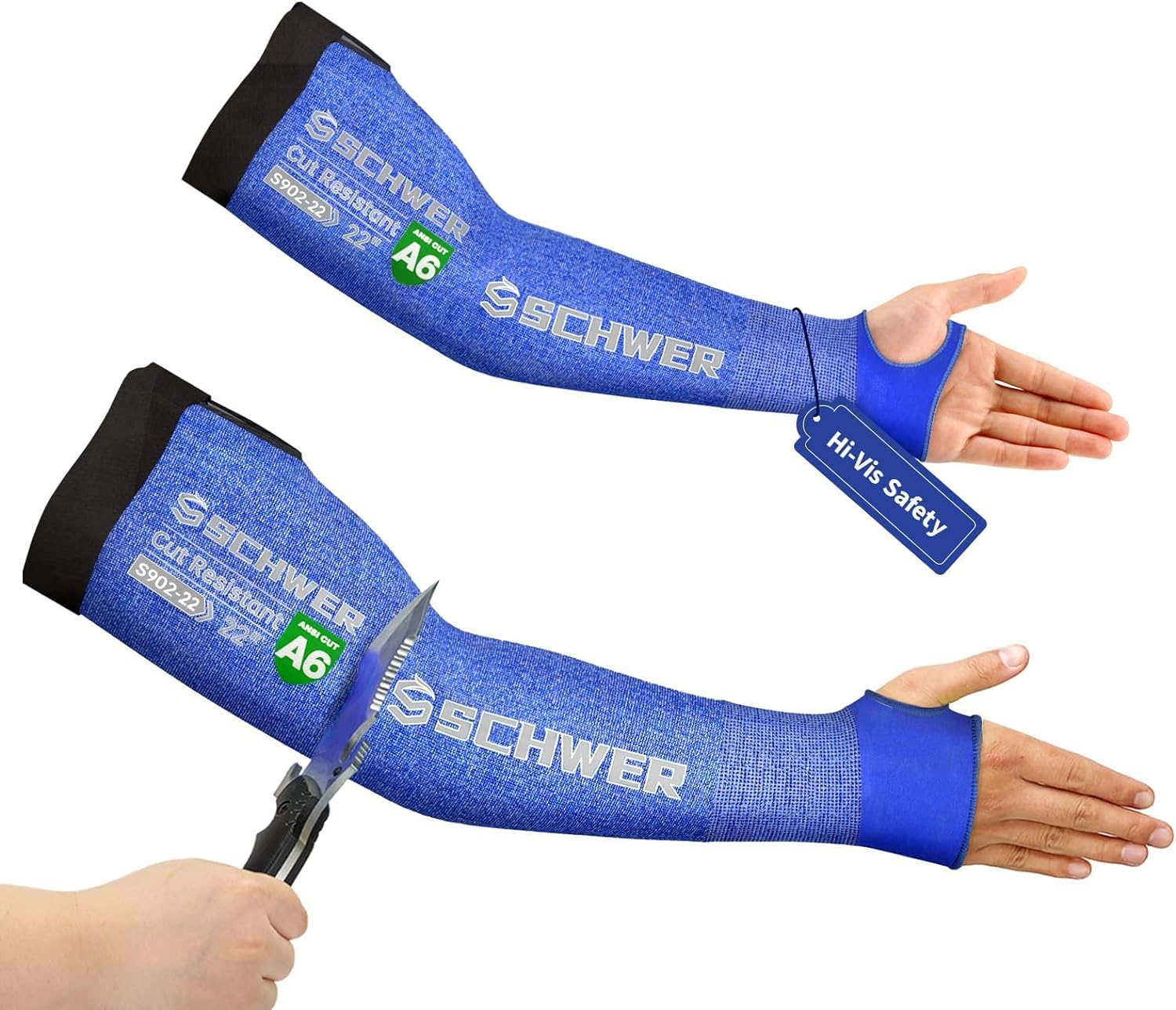 Schwer AIR-SKIN Arm Sleeves S902 for Thin Skin and Bruising, ANSI A6 Cut Resistant Arm Protectors for High Risk Work, UPF50+ UV Protection Cooling Farmer Sleeves for Gardening, Lightweight, Breathable