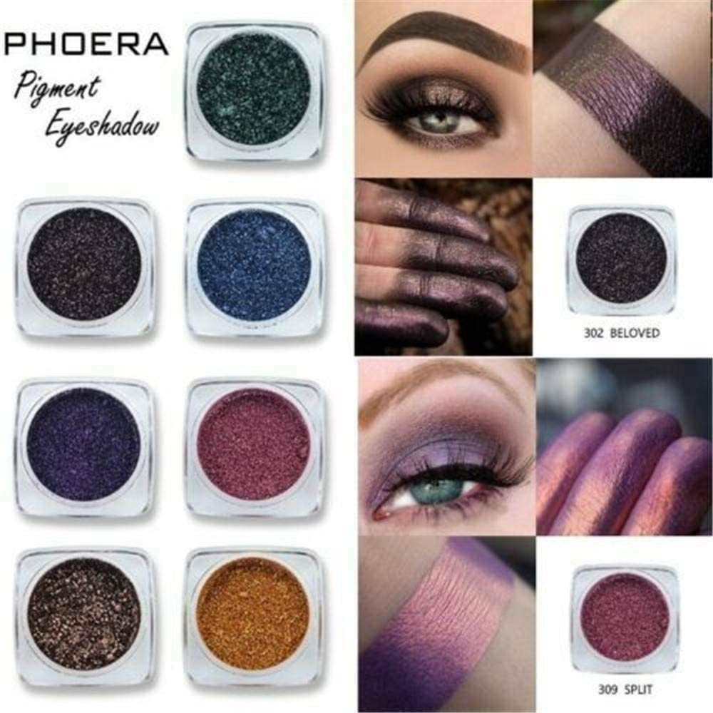 Phoera® Pigment Eyeshadow Palette Metallic Shimmer Glitter Loose Powder Eye Shadow Makeup (311 SILVER)