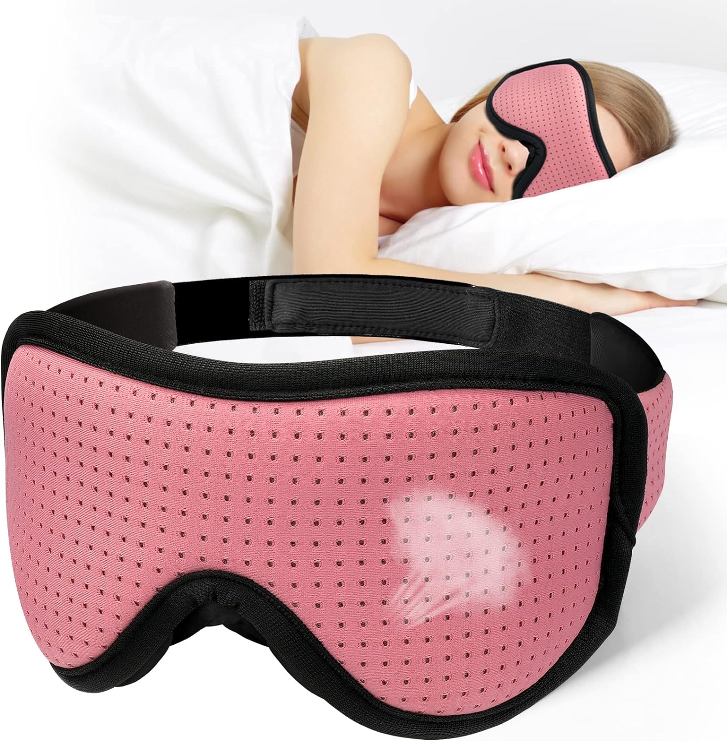 MUSICOZY Sleep Mask, Eye Mask for Sleeping, Breathable Sleeping Mask for Men Women, 3D Comfort Contoured for Side Sleepers, Light Blocking Sleeping Mask for Home Office Travel Yoga