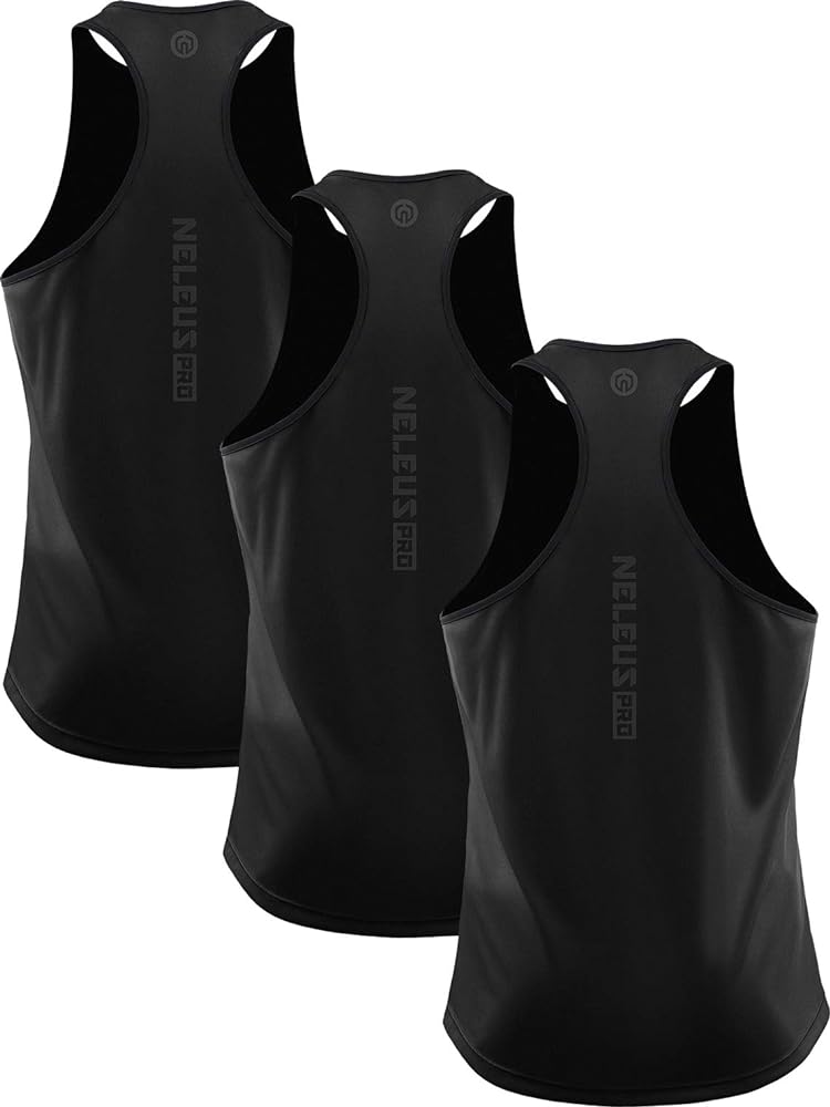 NELEUS Men's 3 Pack Running Tank Top Dry Fit Y-Back Athletic Workout Tank Tops