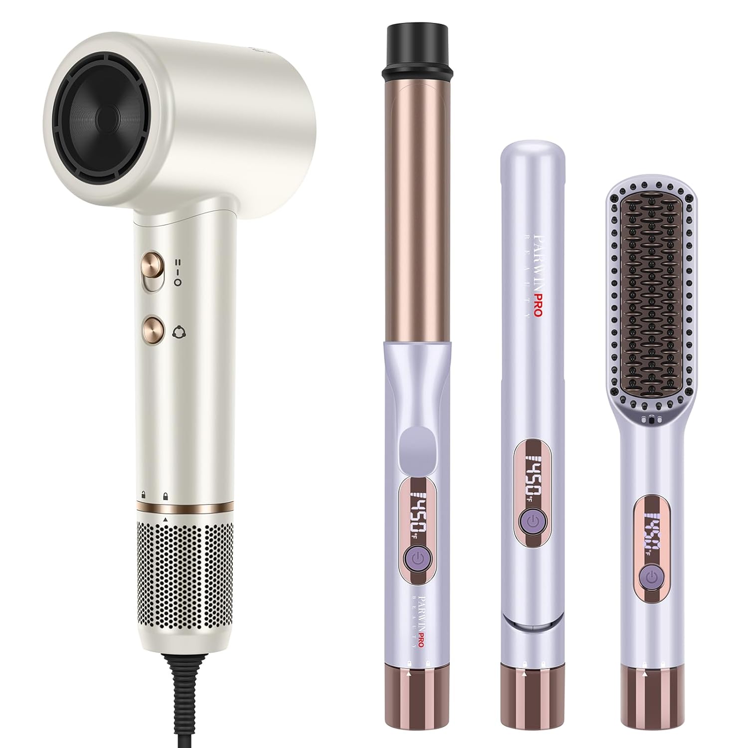 3 in 1 Hair Styling Set Bundle with Air-Sonic Hair Dryer, Dry with High Speed 110,000 RPM Brushless Motor