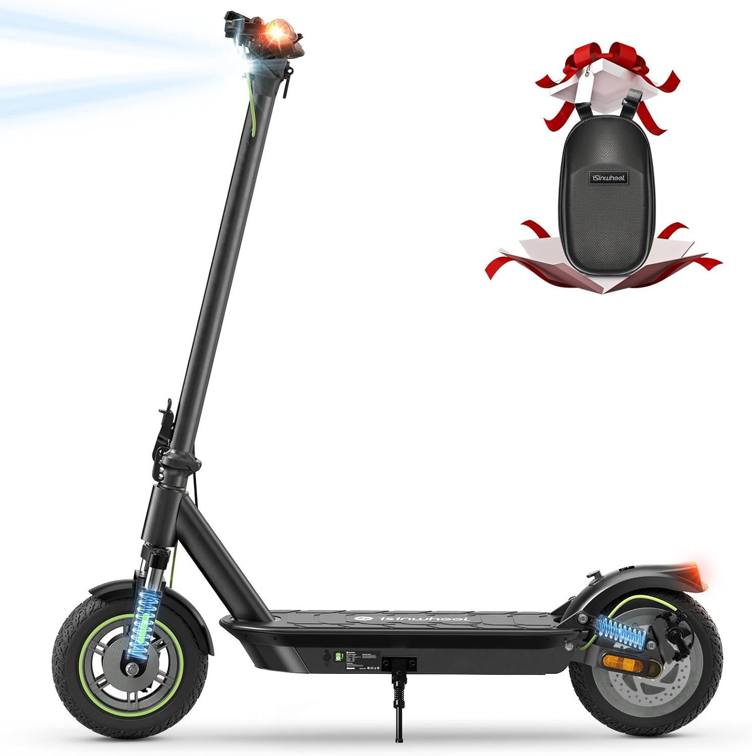 isinwheel Electric Scooter Adults, 21/28 MPH Top Speed, 800/1000W Motor E-Scooter Up to 32/37 Miles, Dual Shock Absorbers & Turn Signal, Foldable Scooter for Adults