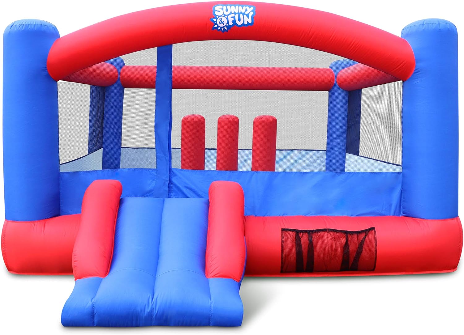 Sunny & Fun Inflatable Bounce House | Giant 12x10.5 Feet Blow-Up Jump Bouncy Castle for Kids with Air Blower, Stakes & Repair Kit | Easy Set Up for Hours of Backyard Play & Party Fun | Ages 3-10