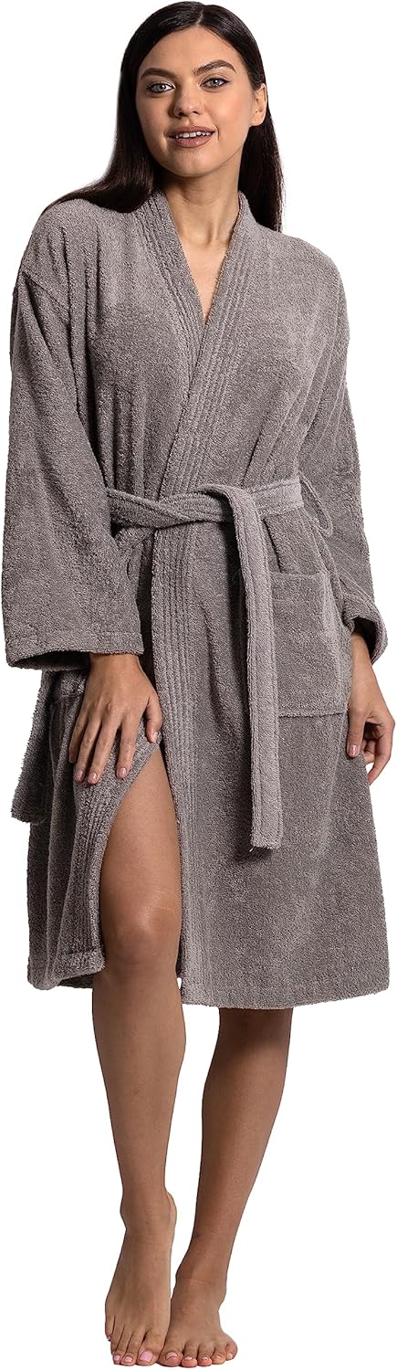 Chakir Turkish Linens 100% Cotton Terry Cloth Turkish Kimono Bathrobe for Women