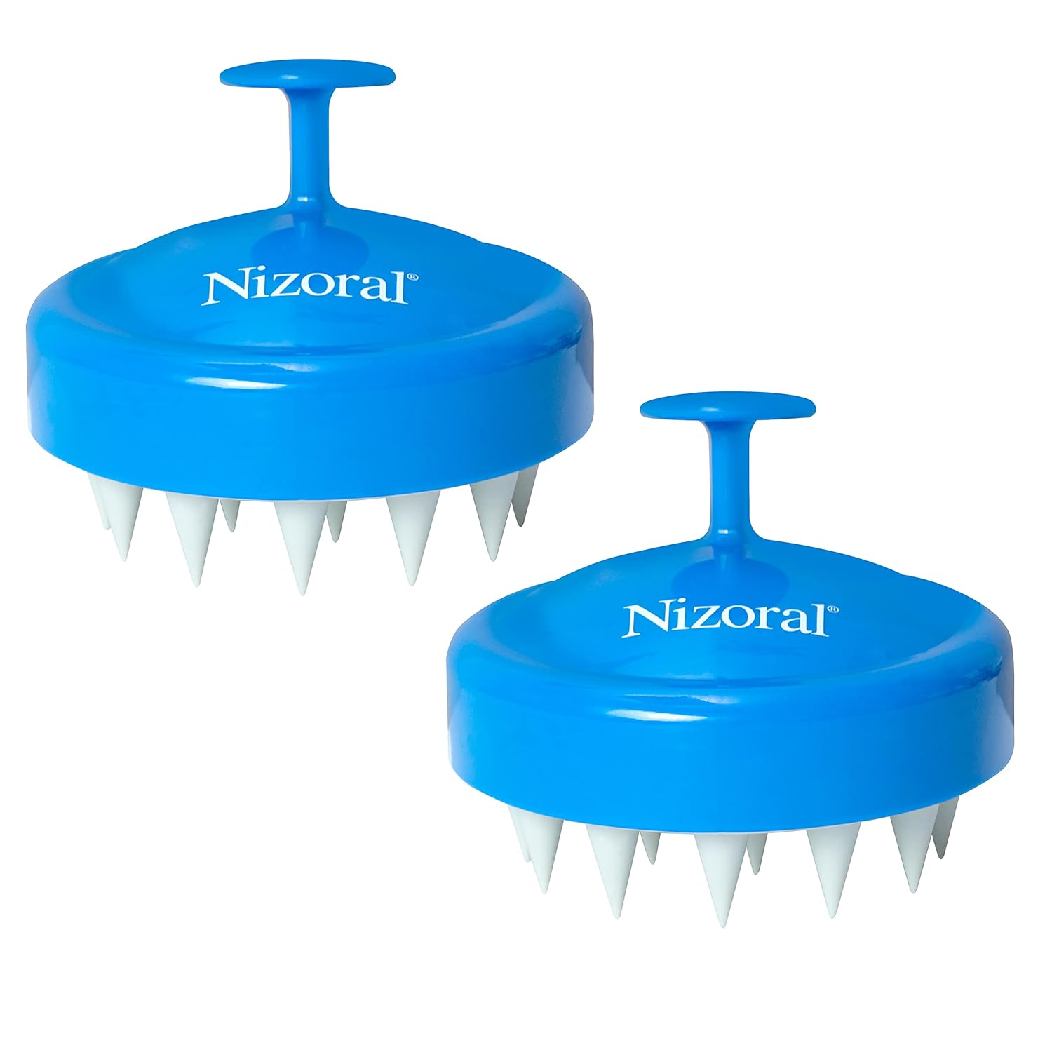 Nizoral Hair Shampoo Brush with Soft Silicone Scalp Massager Brush Head, for All Hair Types, Deep Cleanses Scalp and Removes Dead Flaky Skin and Residue, Pack of 2