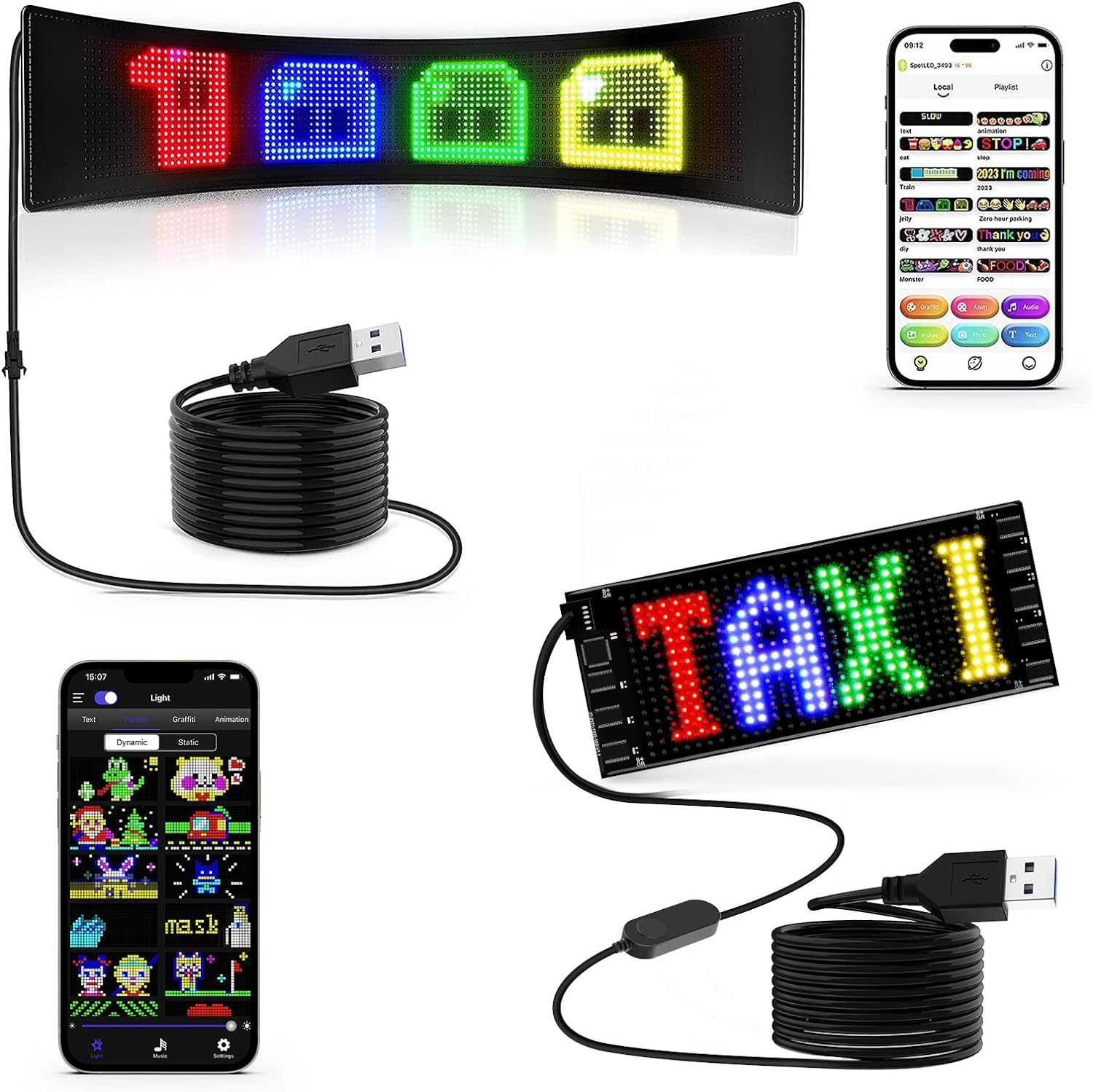 Rayhome 6.7''x2.76'' & 27''x5'' Flexible Programmable LED Sign