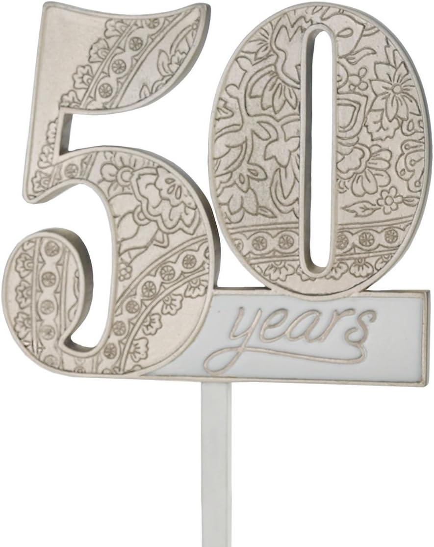 Lillian Rose, White 50th Anniversary Decor Number Cake Topper, (CT552 50)