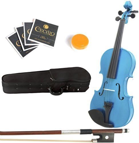 Mendini 16-Inch MA-Blue Solid Wood Viola with Case, Bow, Rosin, Bridge and Strings