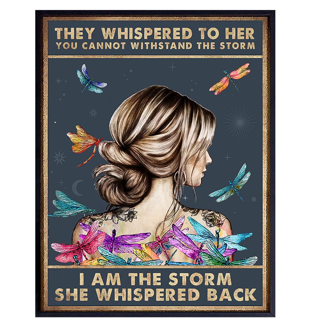 They Whispered to Her You Cannot Withstand The Storm She Whispered Back I Am The Storm Wall Art &amp; Decor - Positive Motivational Encouragement Gifts for Women - Boho Inspirational Quotes - LARGE 11x14