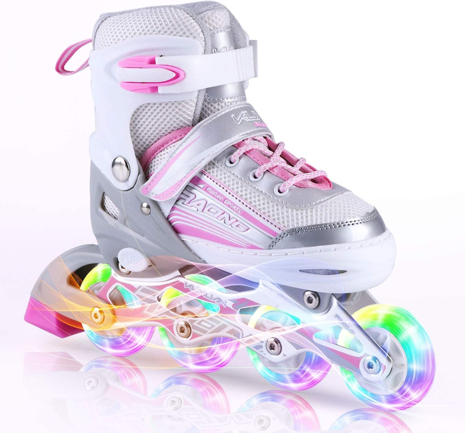 Kuxuan Skates Inline Skates Adjustable for Kids,Girls Skates with All Wheels Light up,Fun Illuminating for Girls and Ladies