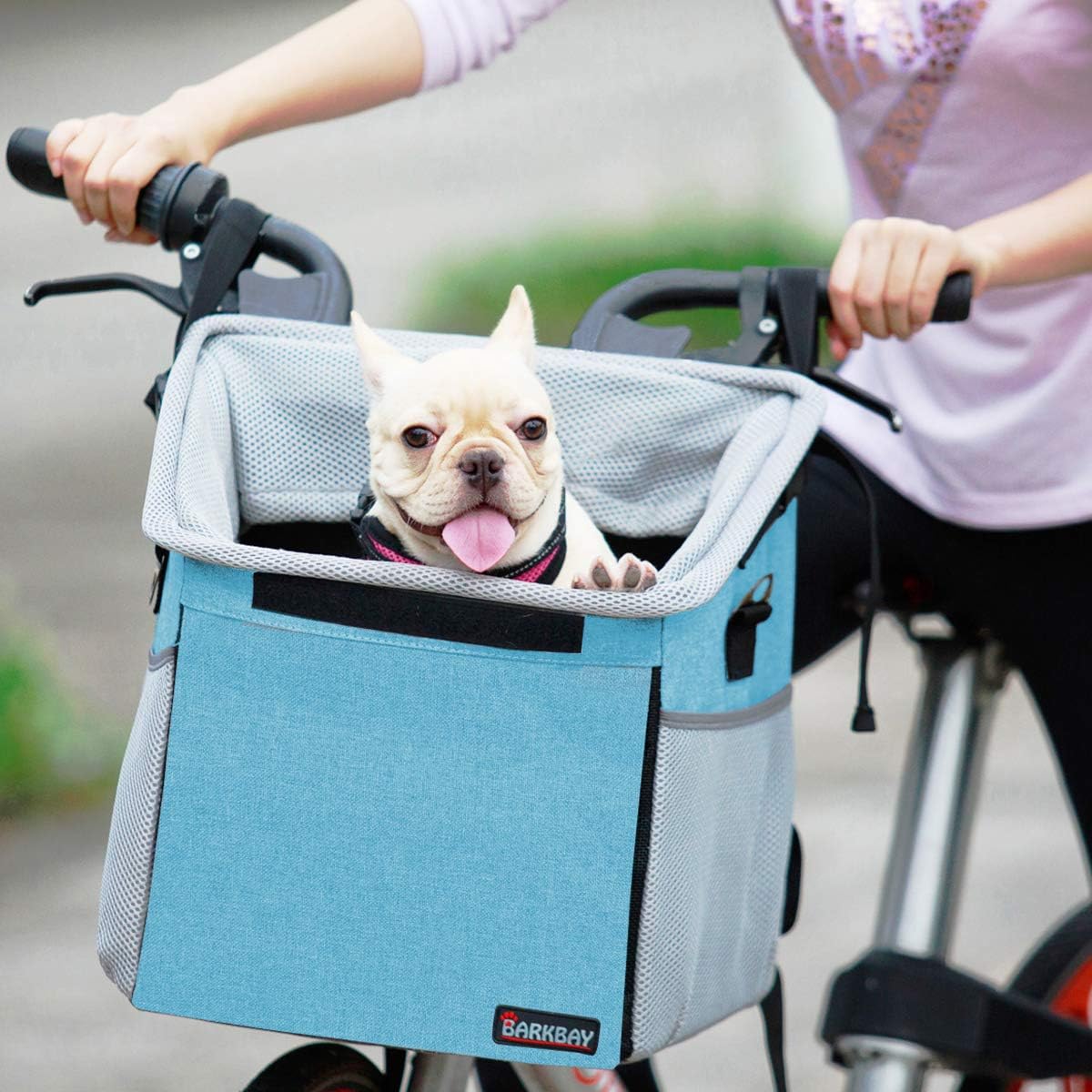 Pet Carrier Bicycle Basket Bag Pet Carrier/Booster Backpack for Dogs and Cats with Big Side Pockets,Comfy & Padded Shoulder Strap,Travel with Your Pet SafetyBlue