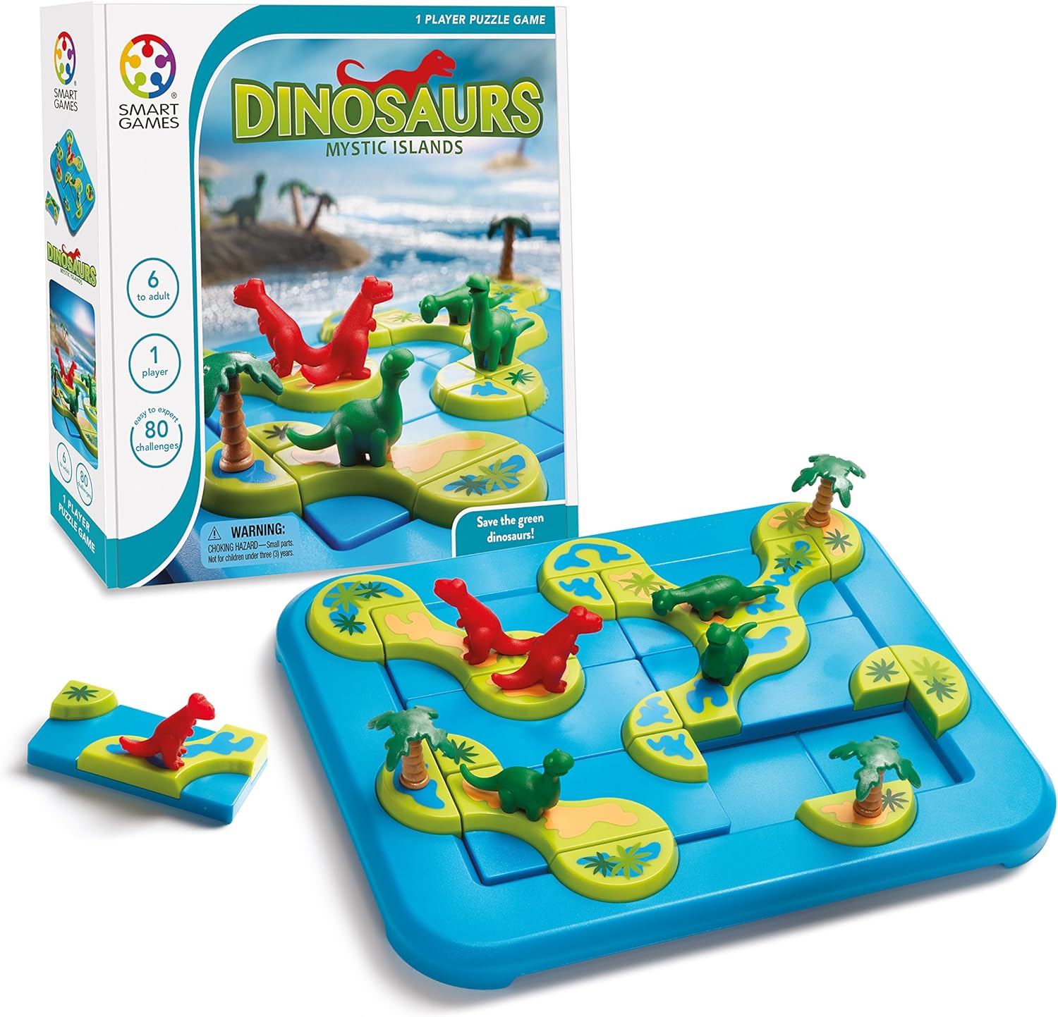 SmartGames Dinosaurs: Mystic Islands Board Game, a Fun, STEM Focused Prehistoric Brain Game and Puzzle Game for Ages 6 and Up