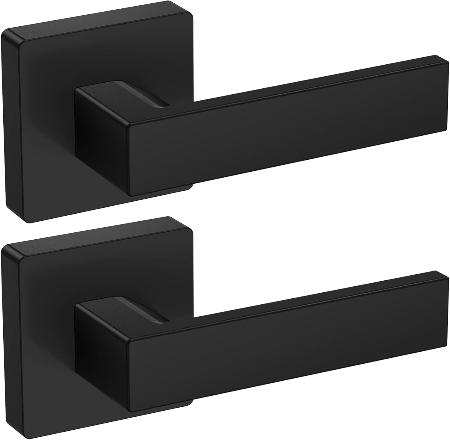 TICONN Dummy Door Handle, Heavy Duty Reversible Square Dummy Door Lever for Indoor, Bedroom, Closet (2 Pack, Rear Mount, Matte Black)