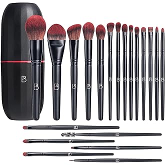 BS-MALL Makeup Brushes Set with 1 Makeup palette & 2 Powder Puff Premium Synthetic Foundation Powder Concealers Eye Shadows 18 Pcs Set