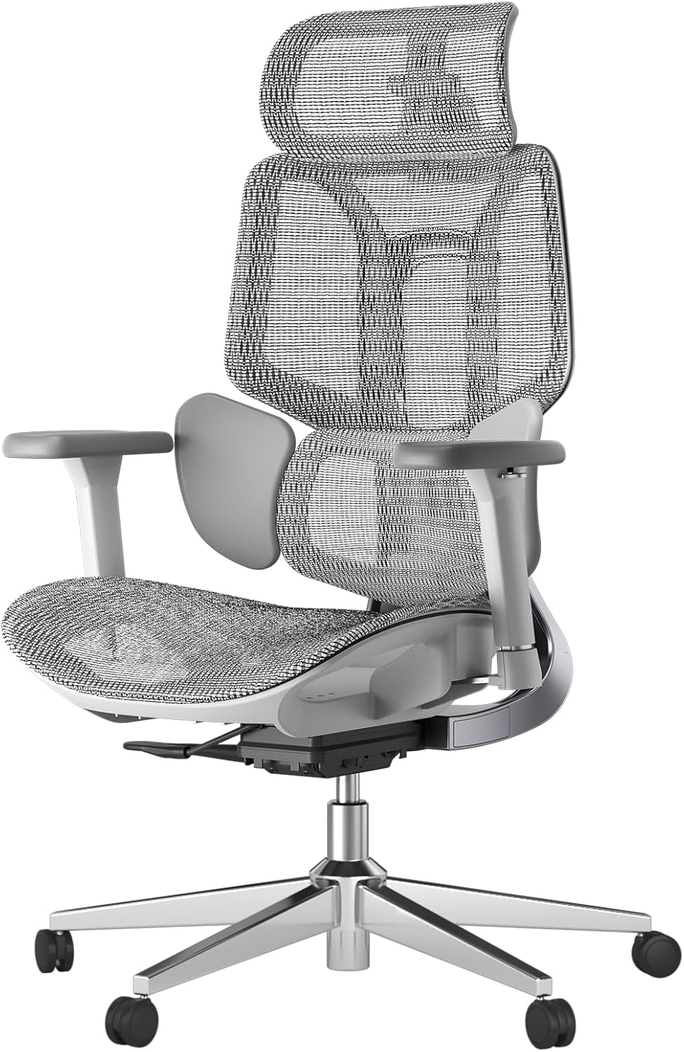 Hbada E3 Ergonomic Office Chair, Big and Tall Office Chair - with 3-Zone Dynamic Lumbar Support, 3D Adjustable Headrest, 3D Adjustable Armrests, Swivel Computer Chair, Grey(No Footrest)