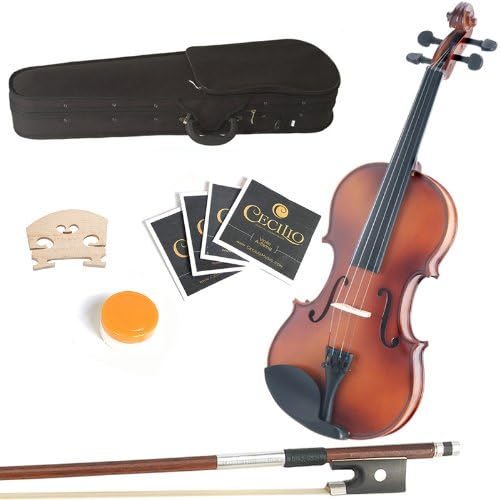 Mendini by Cecilio 16-Inch MA250 Varnish Solid Wood Viola with Case, Bow, Rosin, Bridge and Strings