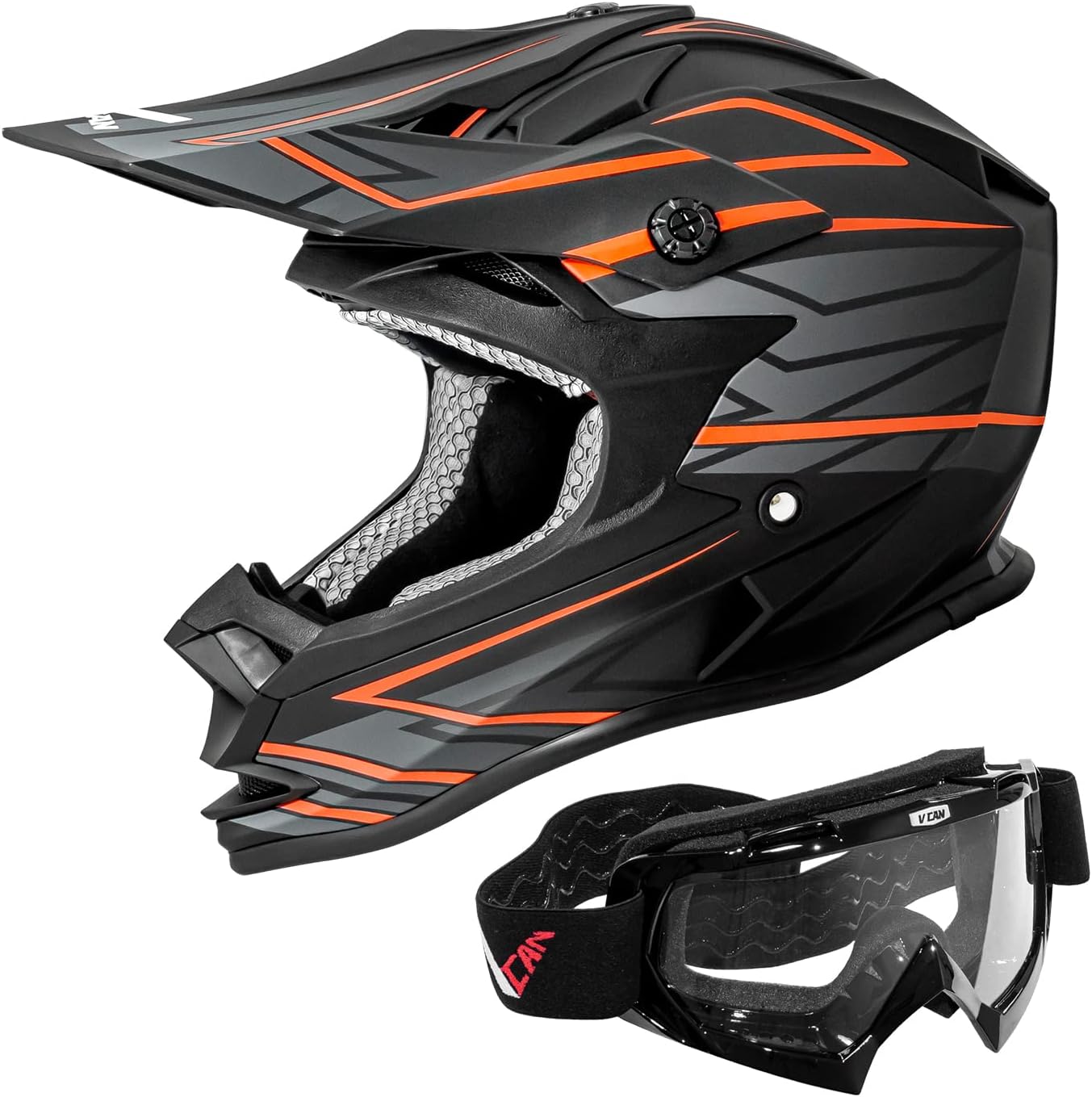 VCAN VX38 Adults ATV Motorcross Offroad Dirt Bike Motorcycle Downhill Helmet with Goggle DOT Approved