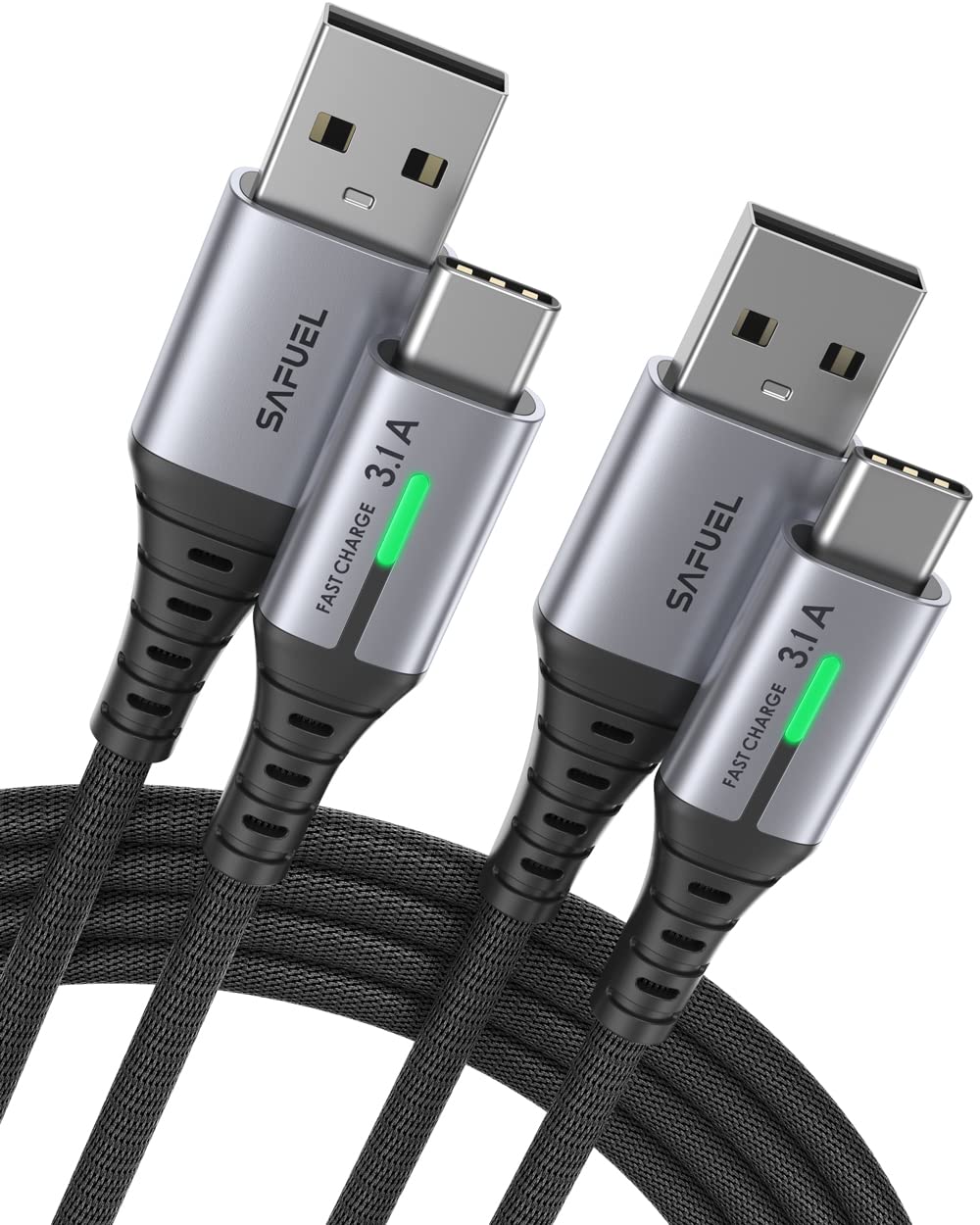 USB C Cable, [2 Pack 6.6ft] 3.1A QC3.0 Fast Charging USB Type C Cable, Nylon Braided USB-C Data Cord Phone Charger for Samsung S21 S20 S10 Plus Note 10 9 LG Google Pixel OnePlus Huawei etc.