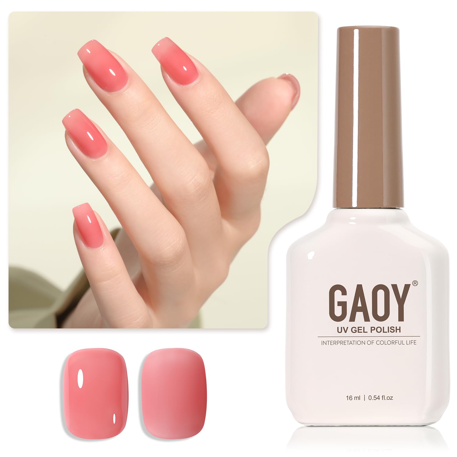 GAOY Jelly Nude Gel Nail Polish, 16ml Sheer Pink Nautral Gel Polish, UV Light Cure for Nail Art DIY, Color 1141