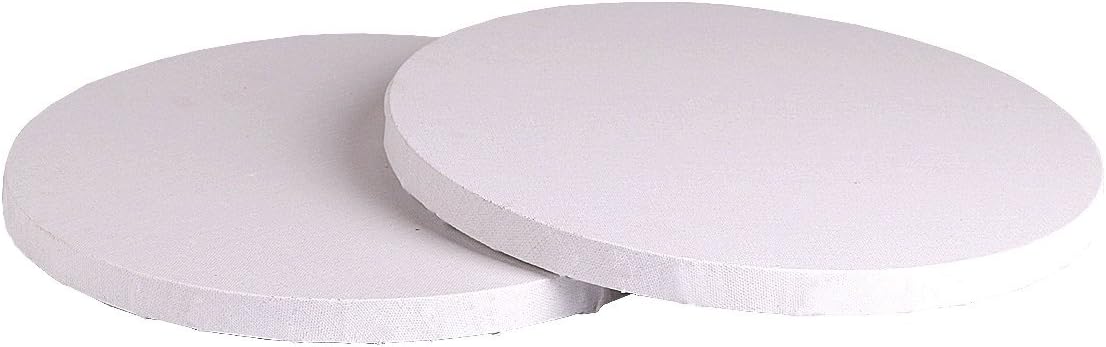 Transon 12inch Artist Round Canvas Primed Stretched Canvas Ready for Painting Pack of 2