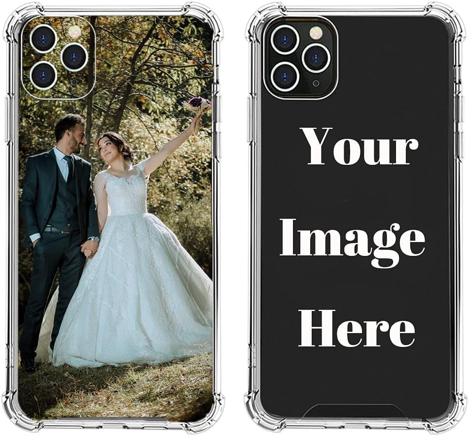 LYLBFOF Personalized Custom Phone Case for iPhone 15 14 13 Pro Max Mini Anti-Scratch Shock-Resistant Soft Protective TPU Design Your Own Personalized Picture Photo Case Transparent