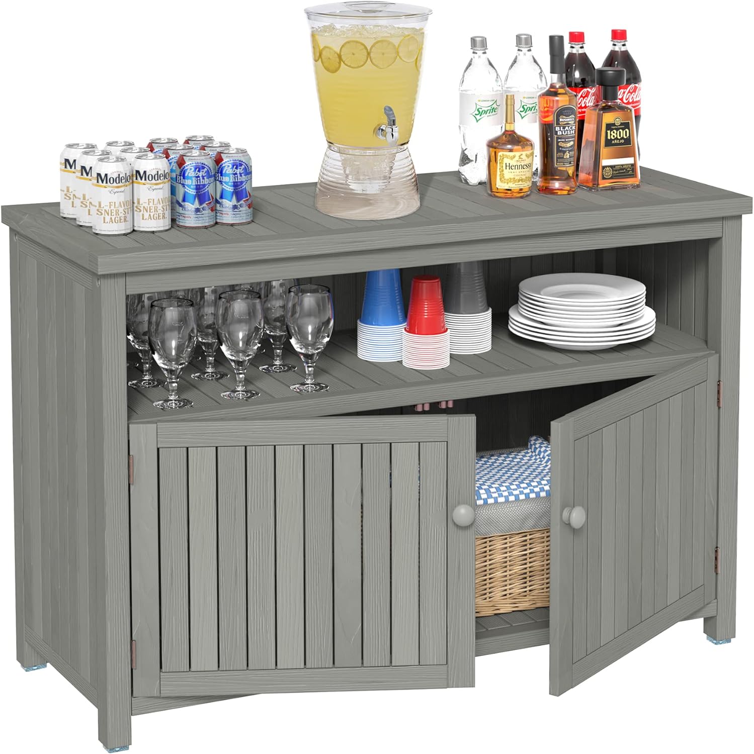 GDLF Outdoor Storage Cabinet Console Table Sideboard Buffet TV Stand, Furniture for Patio Entryway Deck, Grey (LNG734734m)