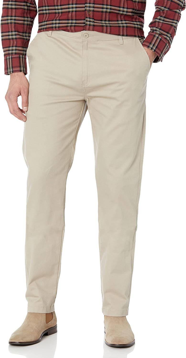 IZOD Men's Young Uniform Twill Khaki Pants, Flat Front & Comfortable Waistband, Stretch Fabric