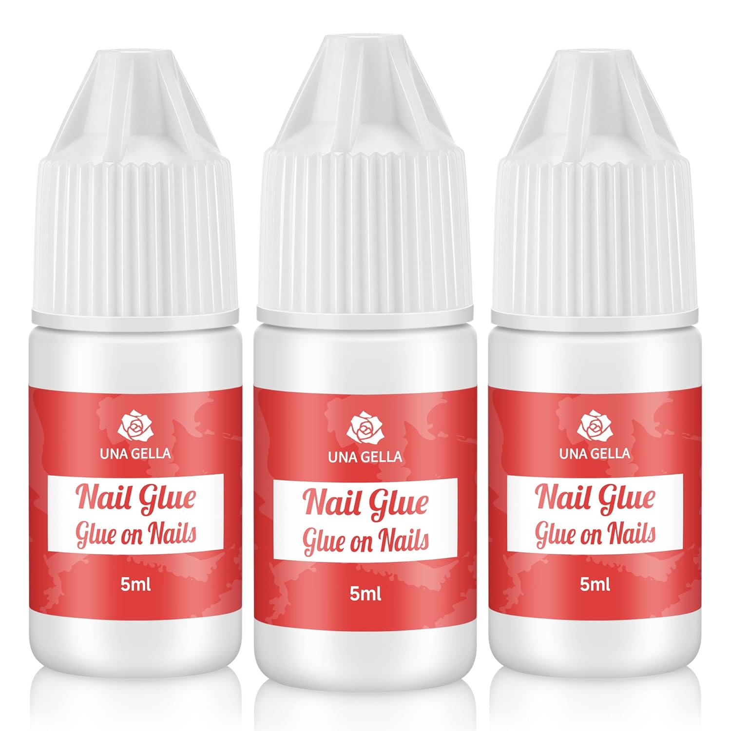 UNA GELLA Nail Glue for Press Ons 5ml 3Pcs Glue On Nails Press On Nail Glue Super Strong Adhesive 15ml(0.5oz) Super Bond Nail Glue for Acrylic Nails Long Lasting Nail Glue for Nail Tips DIY Salon