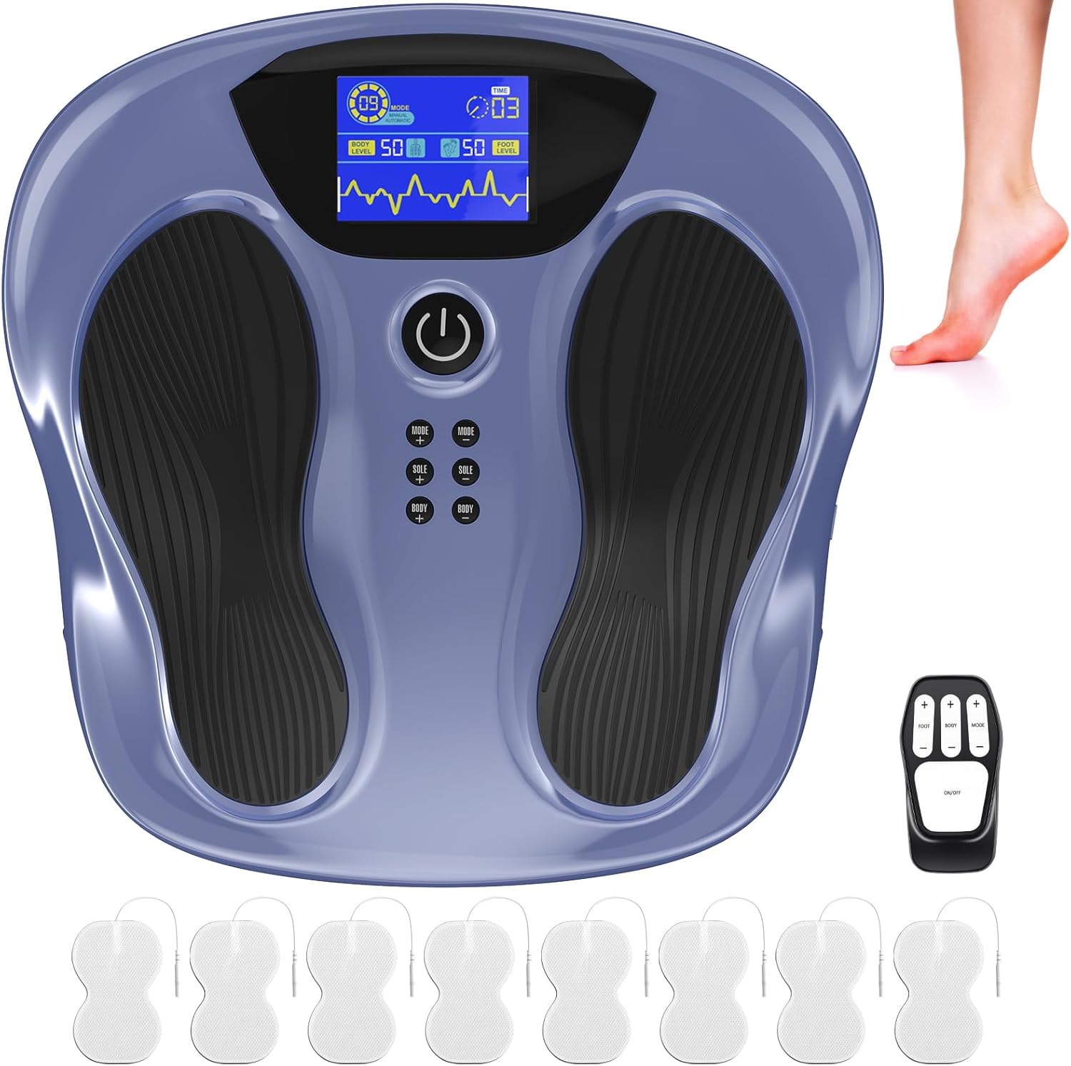 Creliver EMS Foot Stimulator Pro, EMS Foot Massager for Neuropathy with Ergonomic Sole, Neuropathy Pain Relief for Feet Circulation, Leg & Foot Massager with 8 Gel Pads, Tens Unit Muscle Stimulator