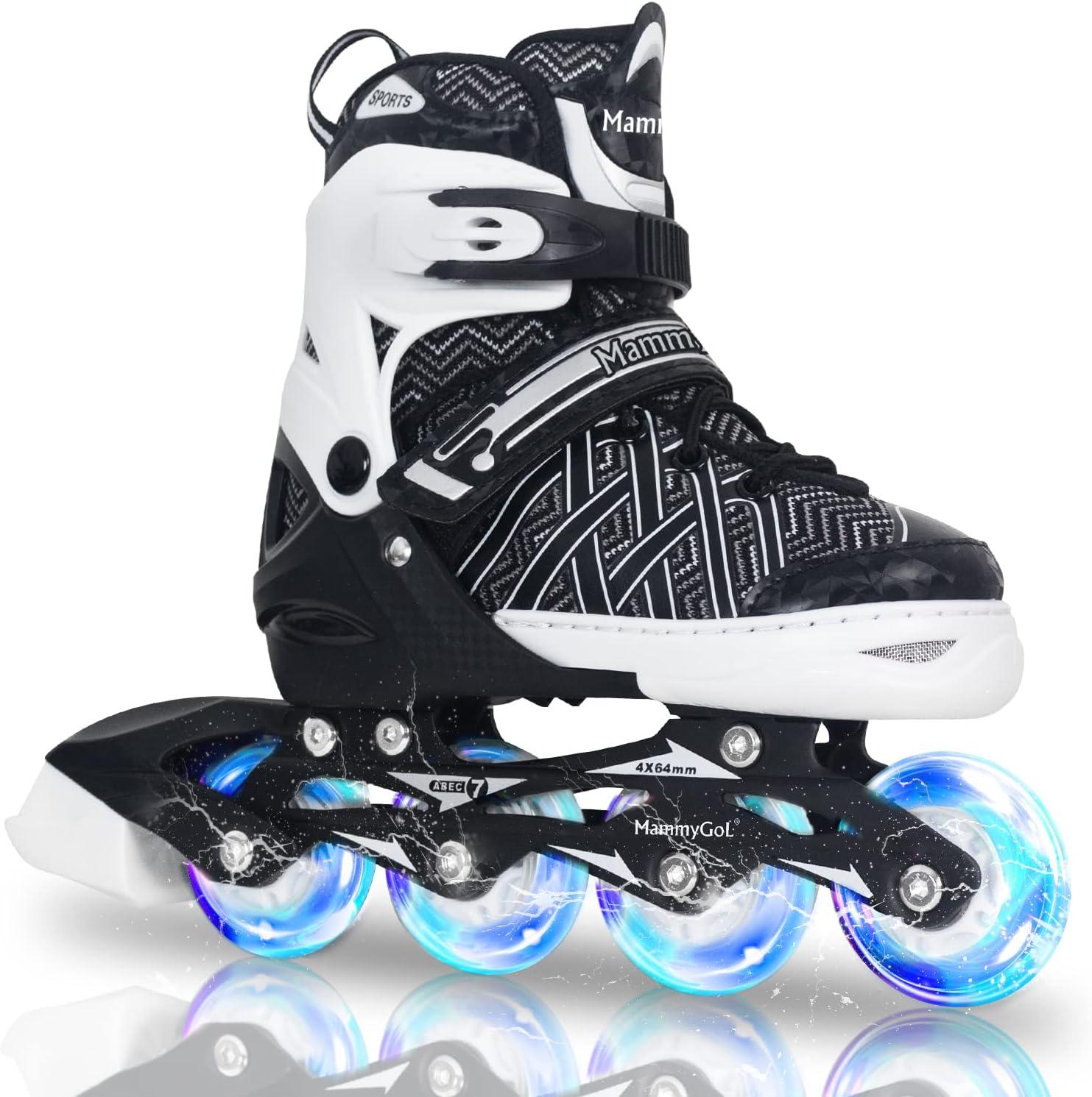 MammyGol Adjustable Inline Skates for Kids,Roller Skates with Featuring All Illuminating Wheels - Beginner Skates for Girls and Boys,Youth Teens