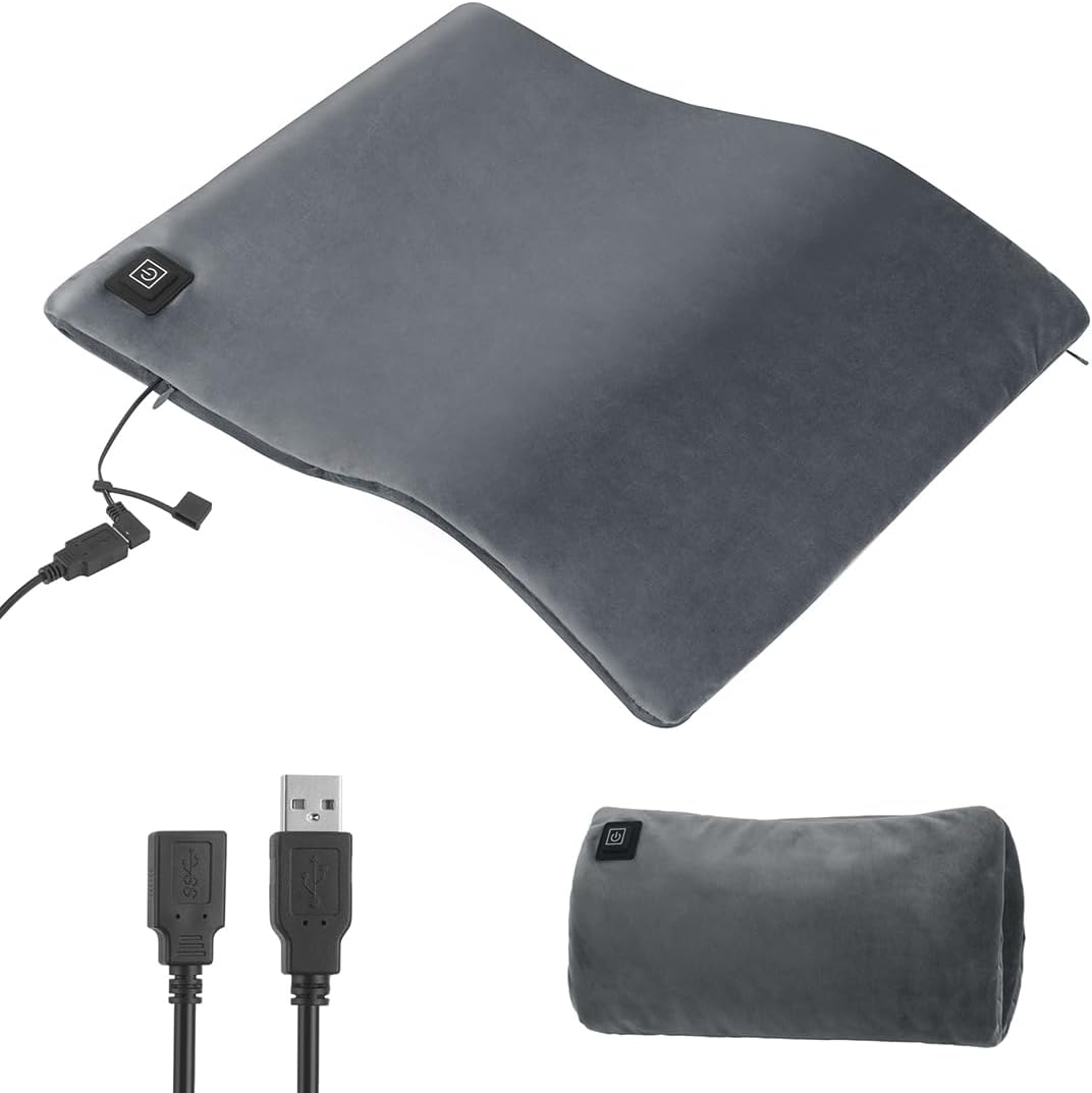 USB Heating Pad, Portable 5V Electric Heat Pad for Pain Relief - Neck, Back, Shoulders, Abdomen Cramps - Heated Travel Blanket for Car with Auto Shut off 17x14 Inch (No Build in Battery)