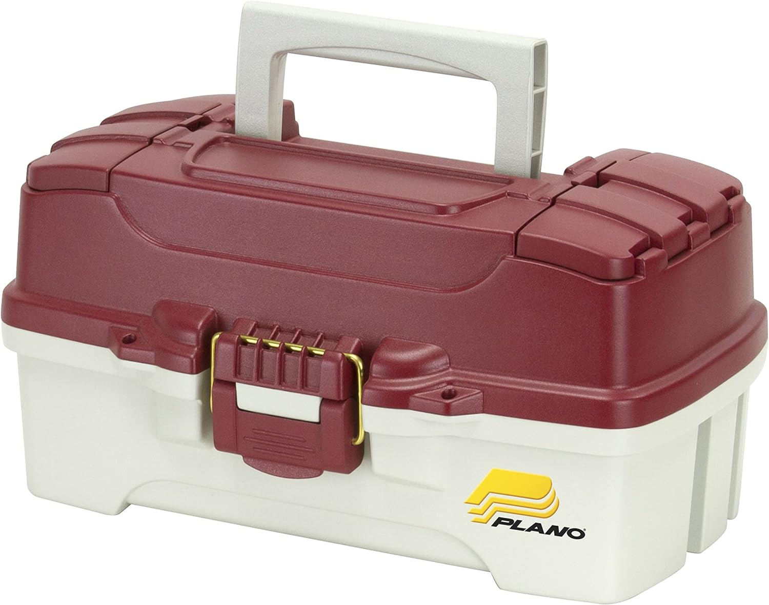 Plano 1-Tray Tackle Box with Dual Top Access, Red Metallic/Off White, Premium Tackle Storage (620106)