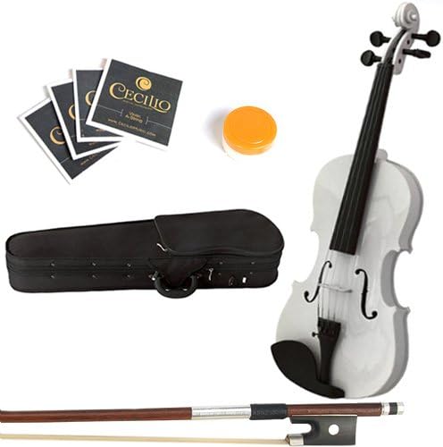 Mendini 16-Inch MA-White Solid Wood Viola with Case, Bow, Rosin, Bridge and Strings