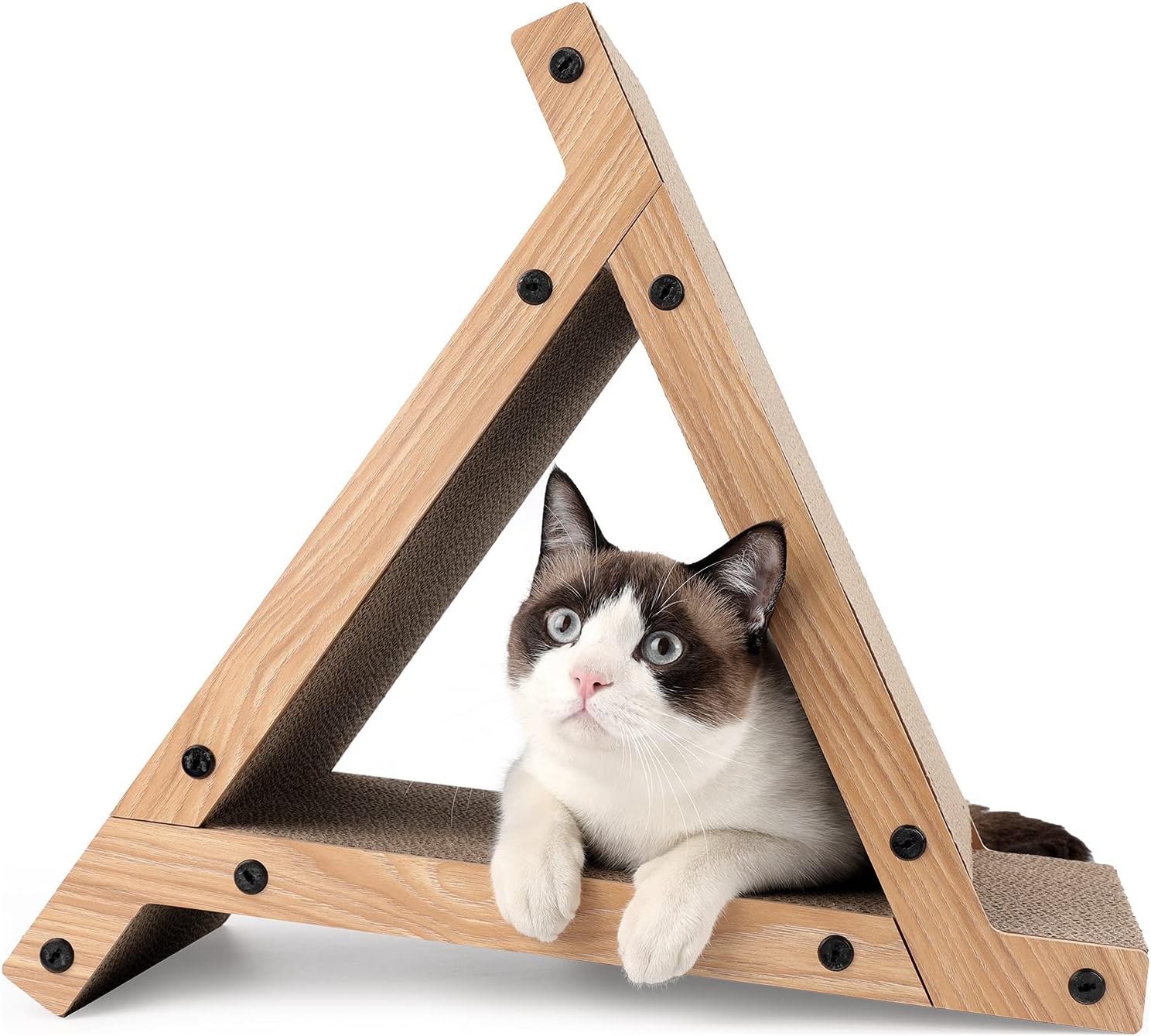 FUKUMARU 3 Sided Vertical Cat Scratcher Cardboard, Cat Scratching Post, Triangle Cat's Scratch Tunnels Toy, Scratcher Ramp for Kitten Play Exercise