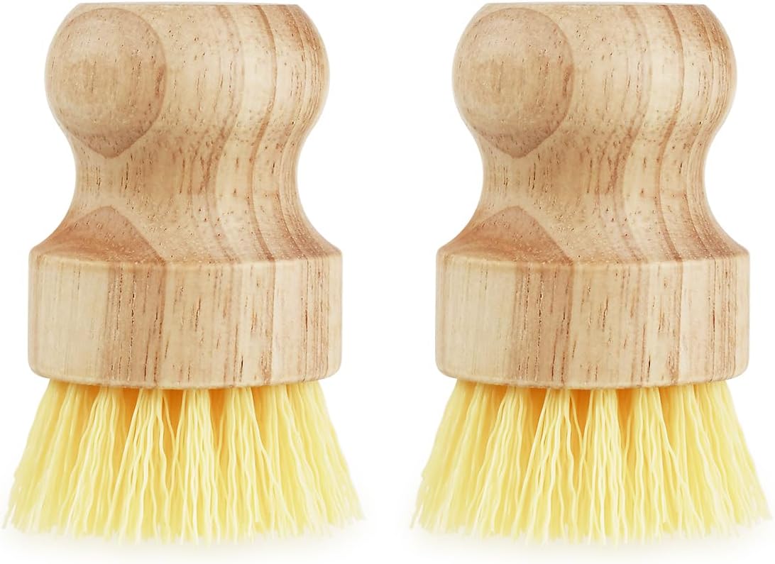 2 Pcs Dish Brush, Wood Dishes Scrub Brush, Pot Brush for Kitchen Cleaning Dishes Pots Pans (PP)