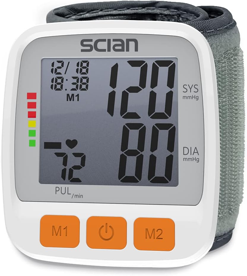 SCIAN Wrist Blood Pressure Cuff, Blood Pressure Wrist Cuff with Adjustable Wrist Cuff & Large LCD Display 2 Users 180 Memory for Doctor & Home Use