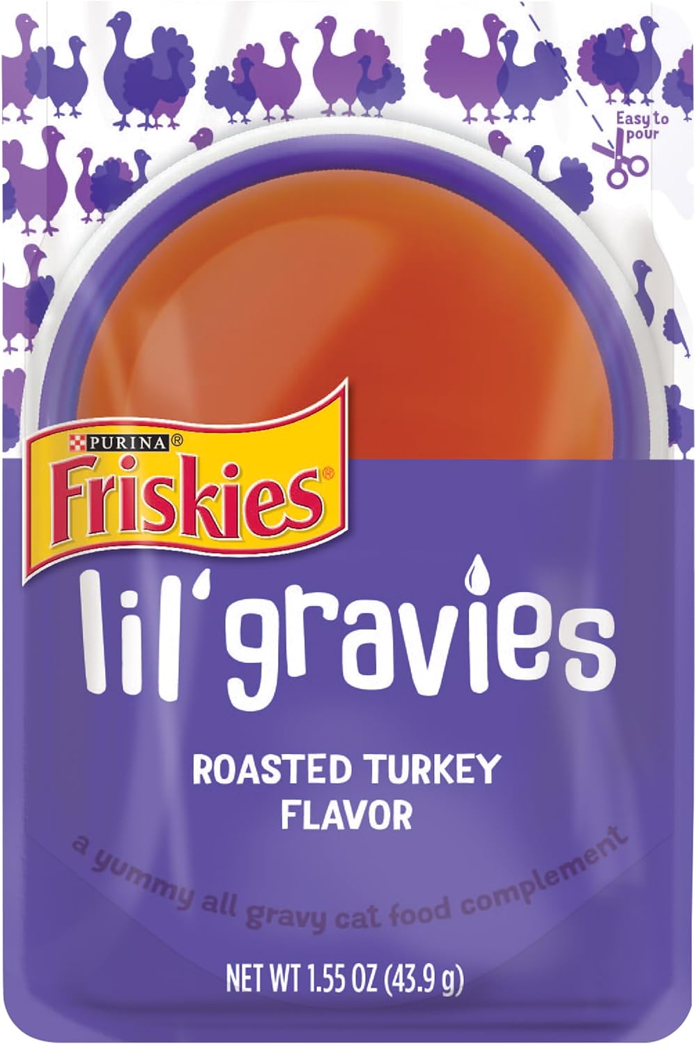 Purina Friskies Lil' Gravies Roasted Turkey Flavor Cat Food Lickable Cat Treats - (Pack of 16) 1.55 oz. Pouches