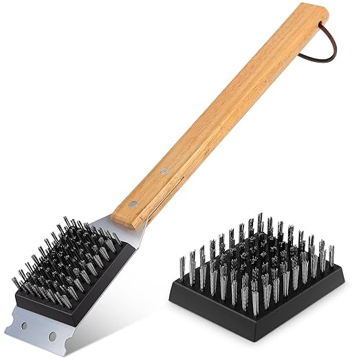 SIMPLETASTE Grill Brush and Scraper, Durable & Effective, Include Extra Stainless Steel Bristles Head for Replacement, Wire Grill Brush for Outdoor Grill, Grill Accessories Gift for Men/Dad