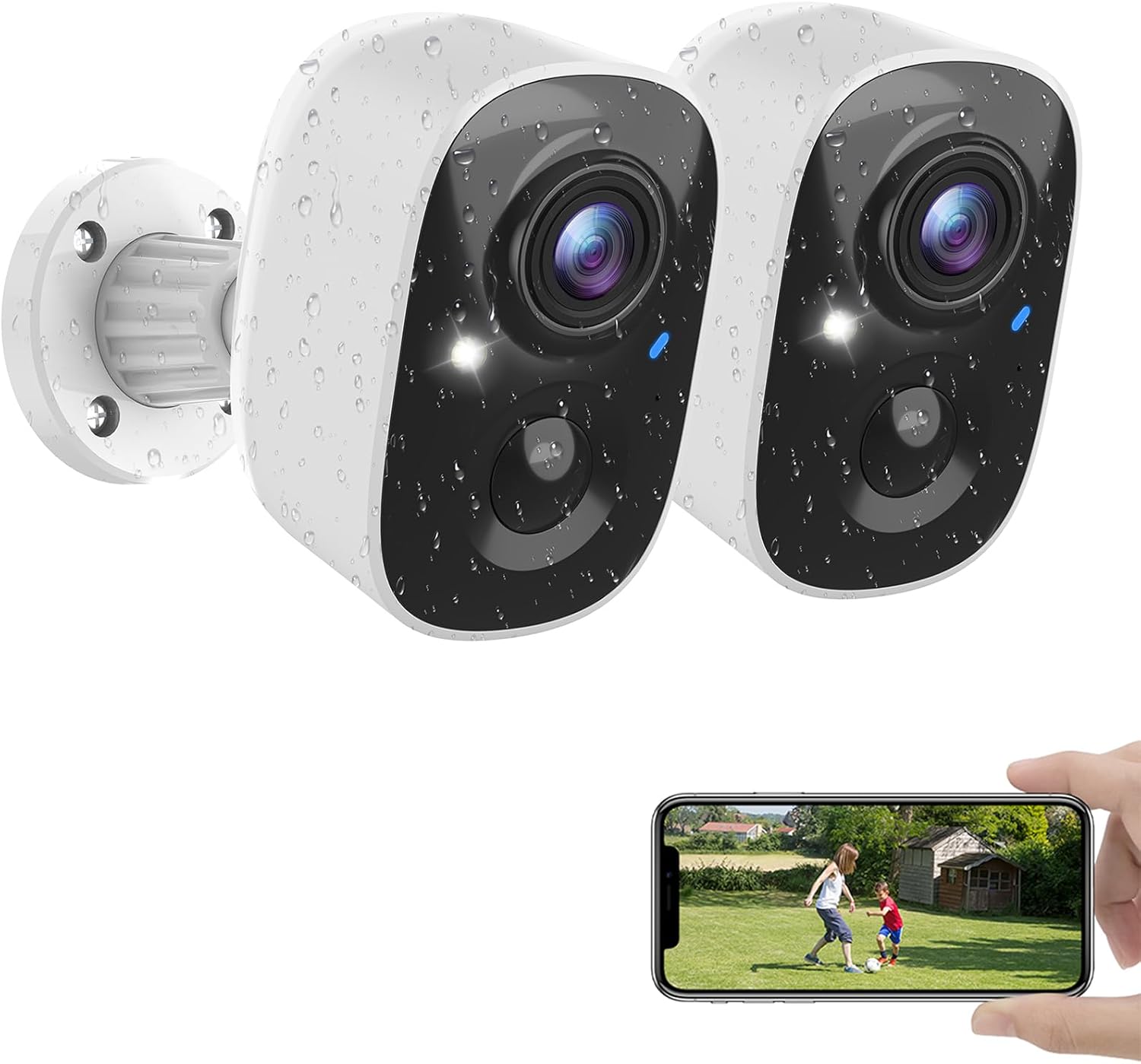 Security Cameras Wireless Outdoor, Battery Powered Cameras for Home Security w/AI Motion Detection, Spotlight & Siren Alarm, 2K Color Night Vision, IP66 Weatherproof, SD/Cloud Storage, 2Pack