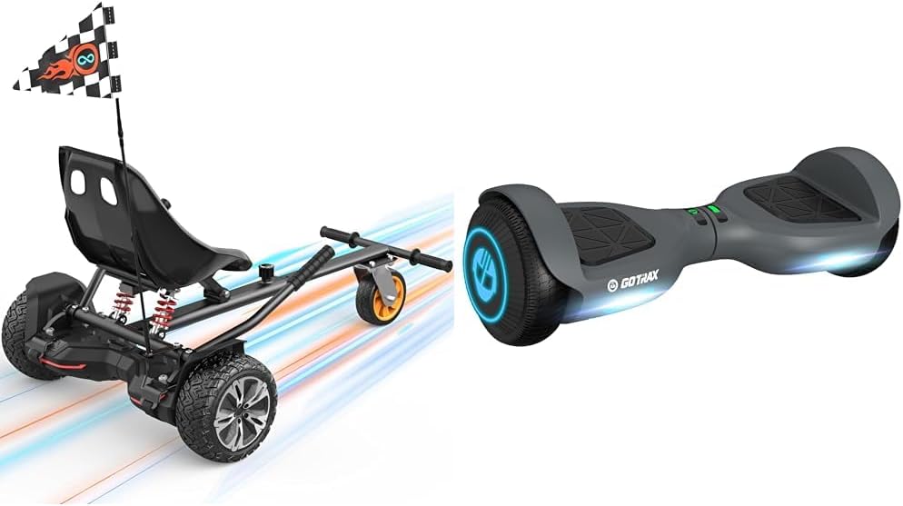 Gyroor Hoverboard Go Kart Attachment for 6.5 8 10 Wheels & Gotrax Edge 6.5 LED Hoverboard Self Balancing Scooters