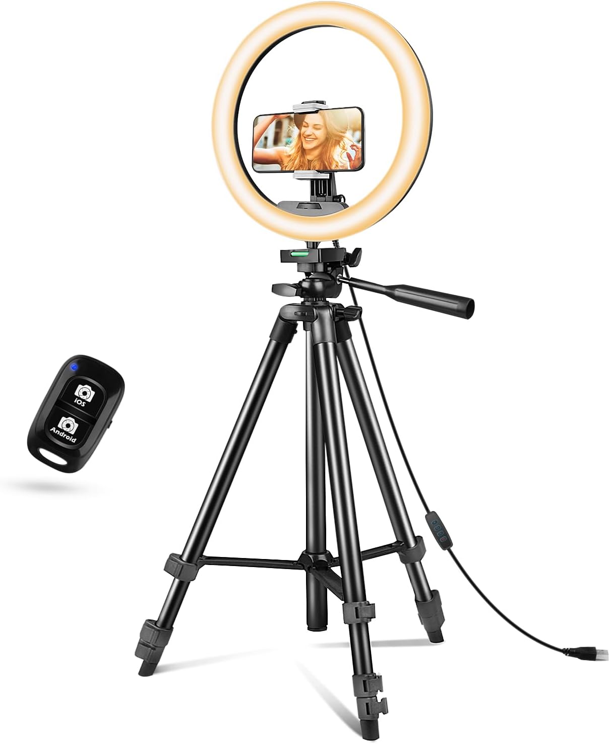 Sensyne 12'' Ring Light with Tripod Stand, LED Selfie Ring Light with Stand & Phone Holder for Photography/Recording/YouTube/TikTok, Compatible with All Cell Phones/Cameras, 12inRL