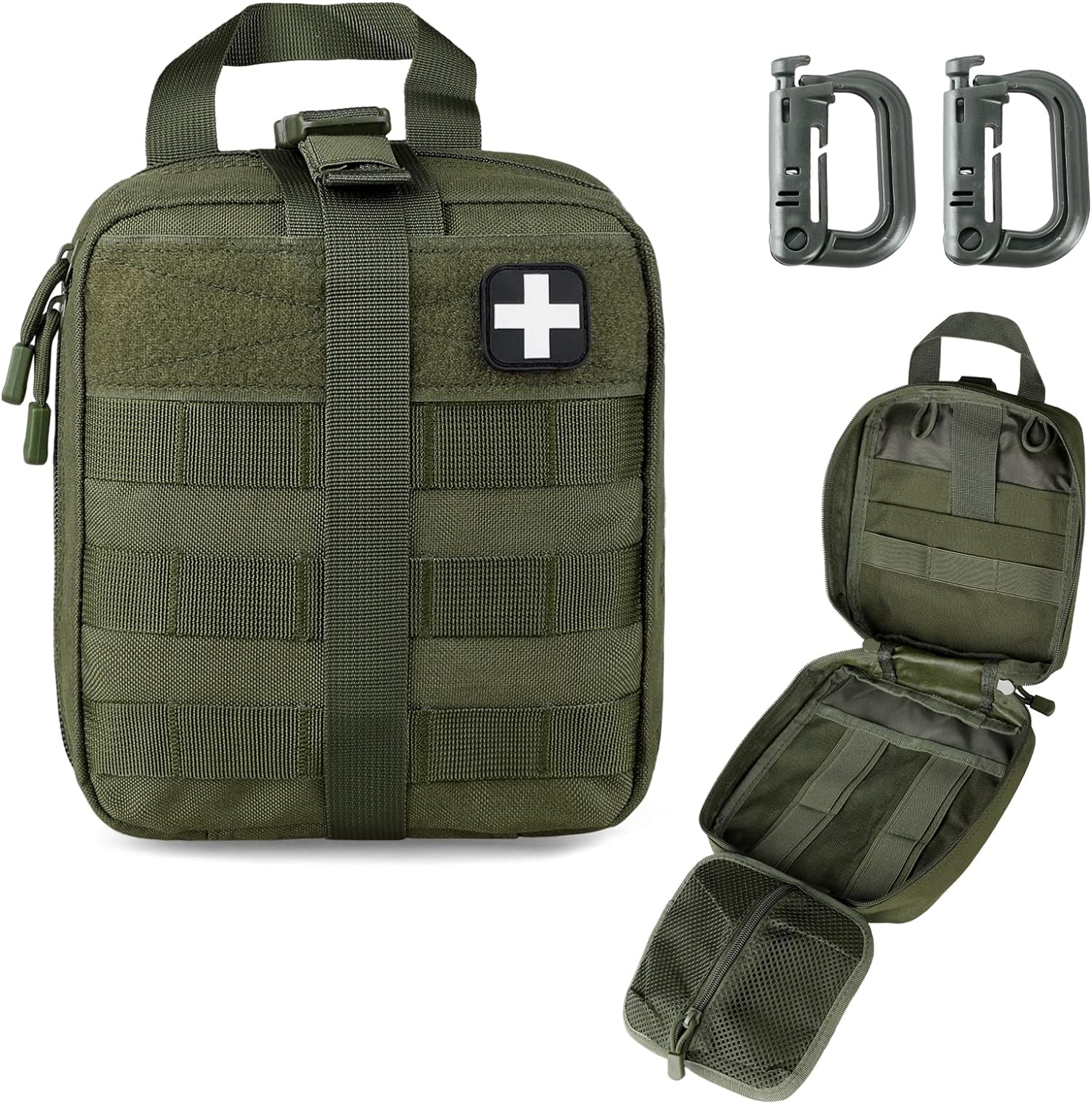 LIVANS Tactical First Aid Pouch, Molle EMT Pouches Rip-Away Military IFAK Medical Bag Outdoor Emergency Survival Kit Quick Release Design Include Red Cross Patch