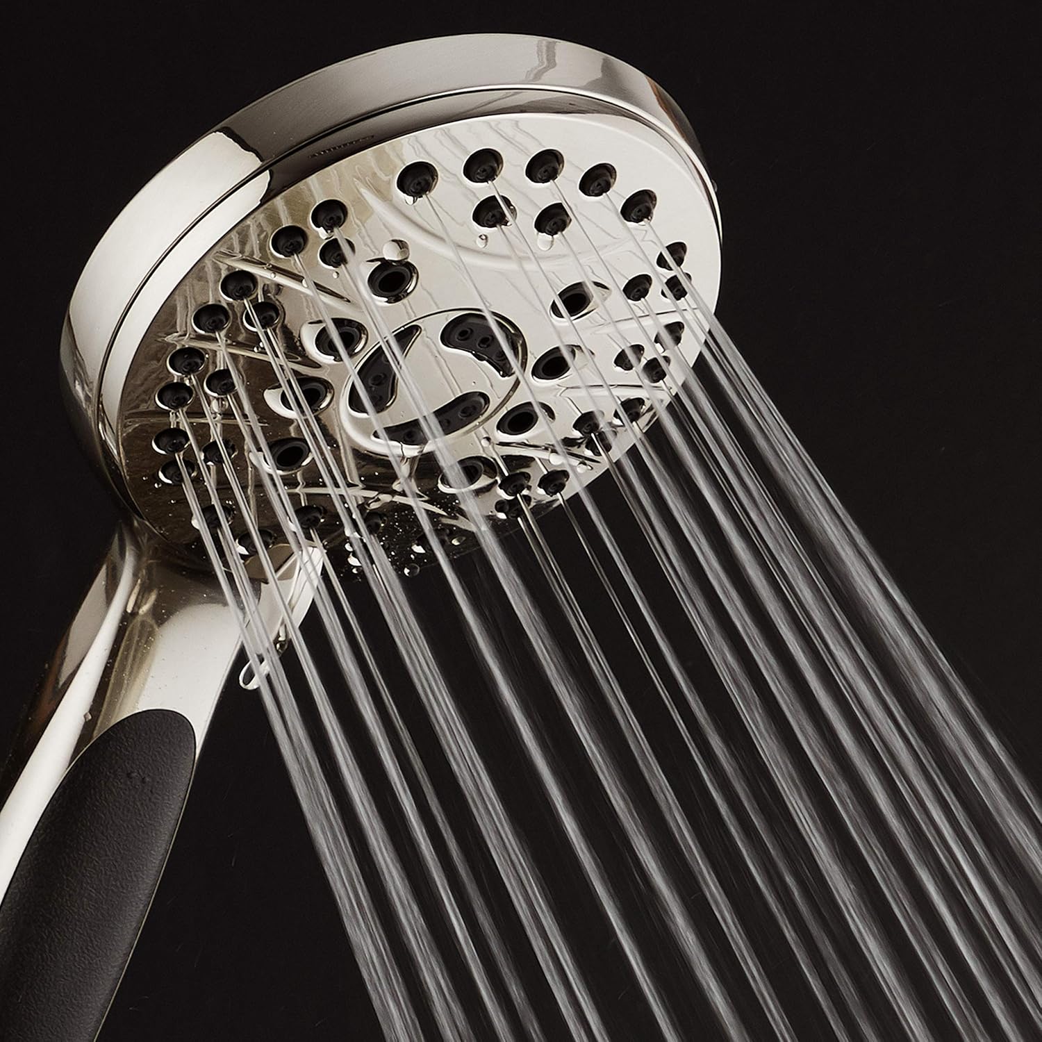 High Pressure 6-setting Luxury Handheld Shower Head  6 Foot Stainless Steel Hose  Anti Clog Jets  Anti Slip Grip  All Brushed Nickel Finish  Top US Brand  Includes Extra Wall Bracket