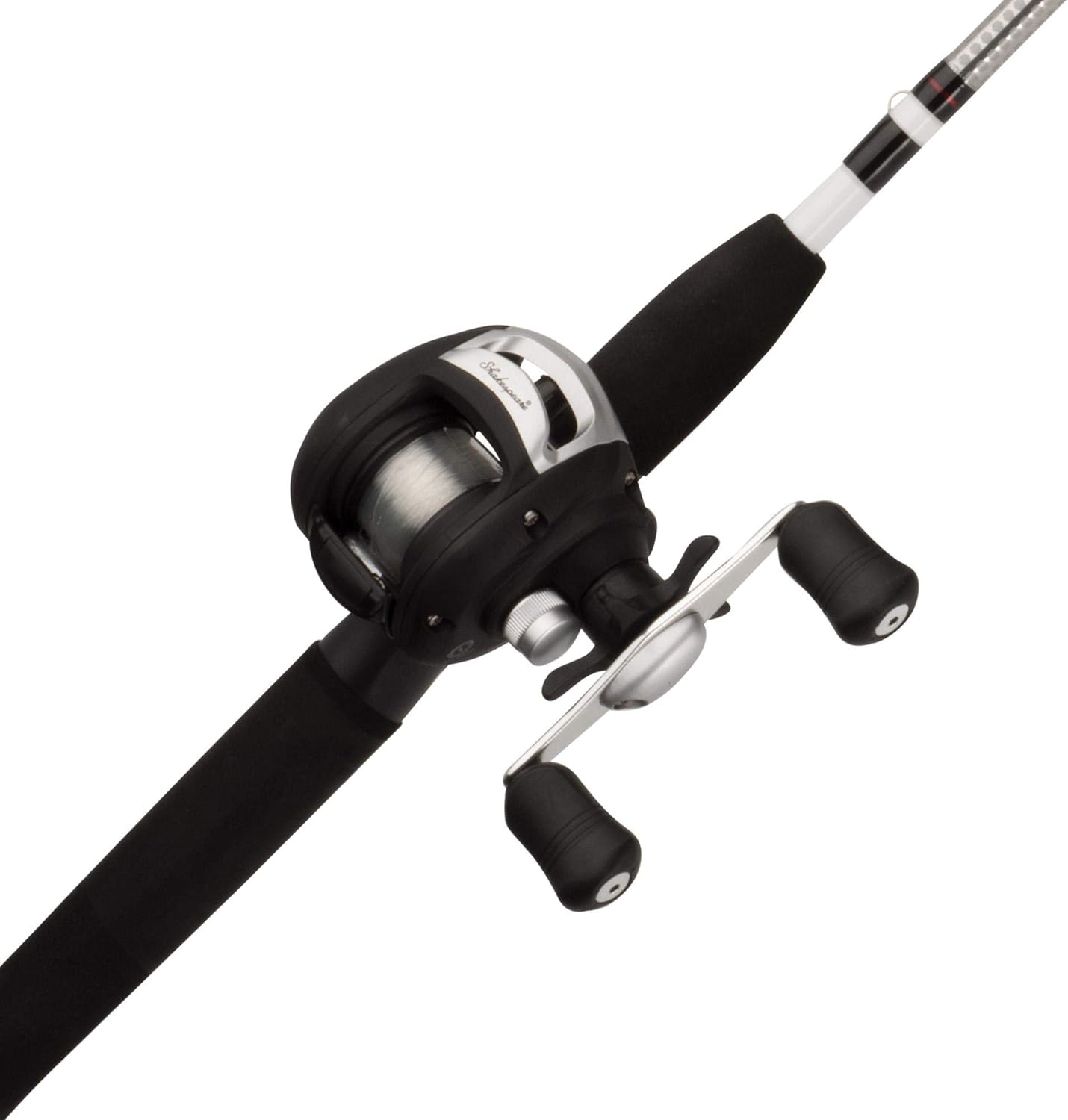 Shakespeare Alpha Medium 6' Low Profile Fishing Rod and Bait Cast Reel Combo (2 Piece),Black, White