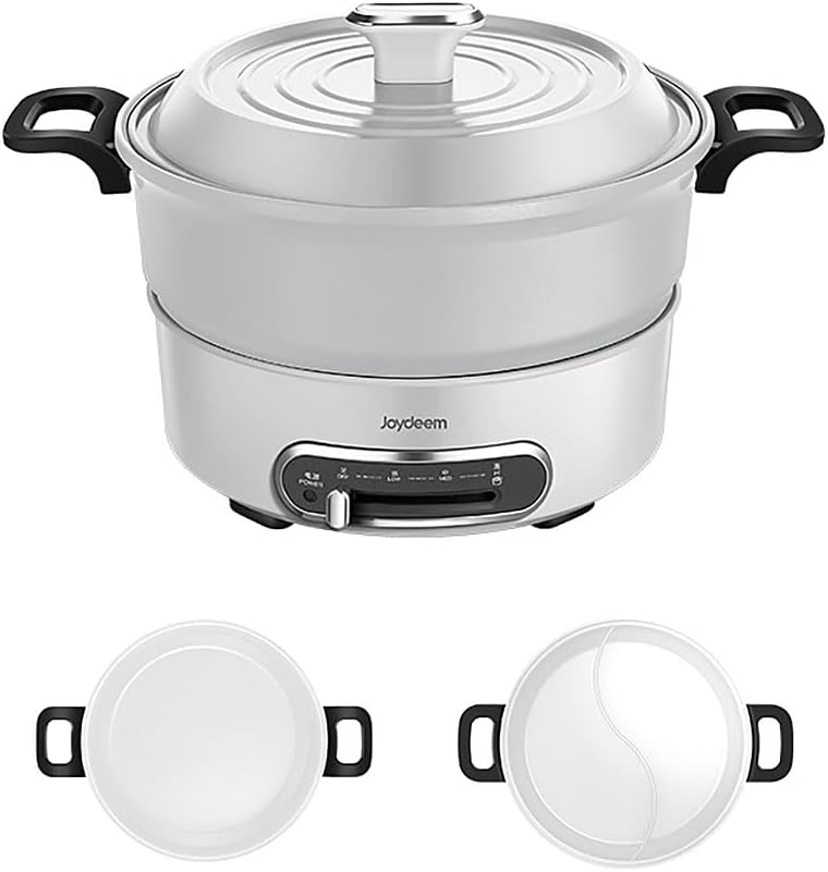 Joydeem 2 in 1 Electric Hot Pot, 3.5L Shabu Shabu Pot with Two Removable Pot, Ceramic Non-stick Coating, 1400W, JD-HG3706W