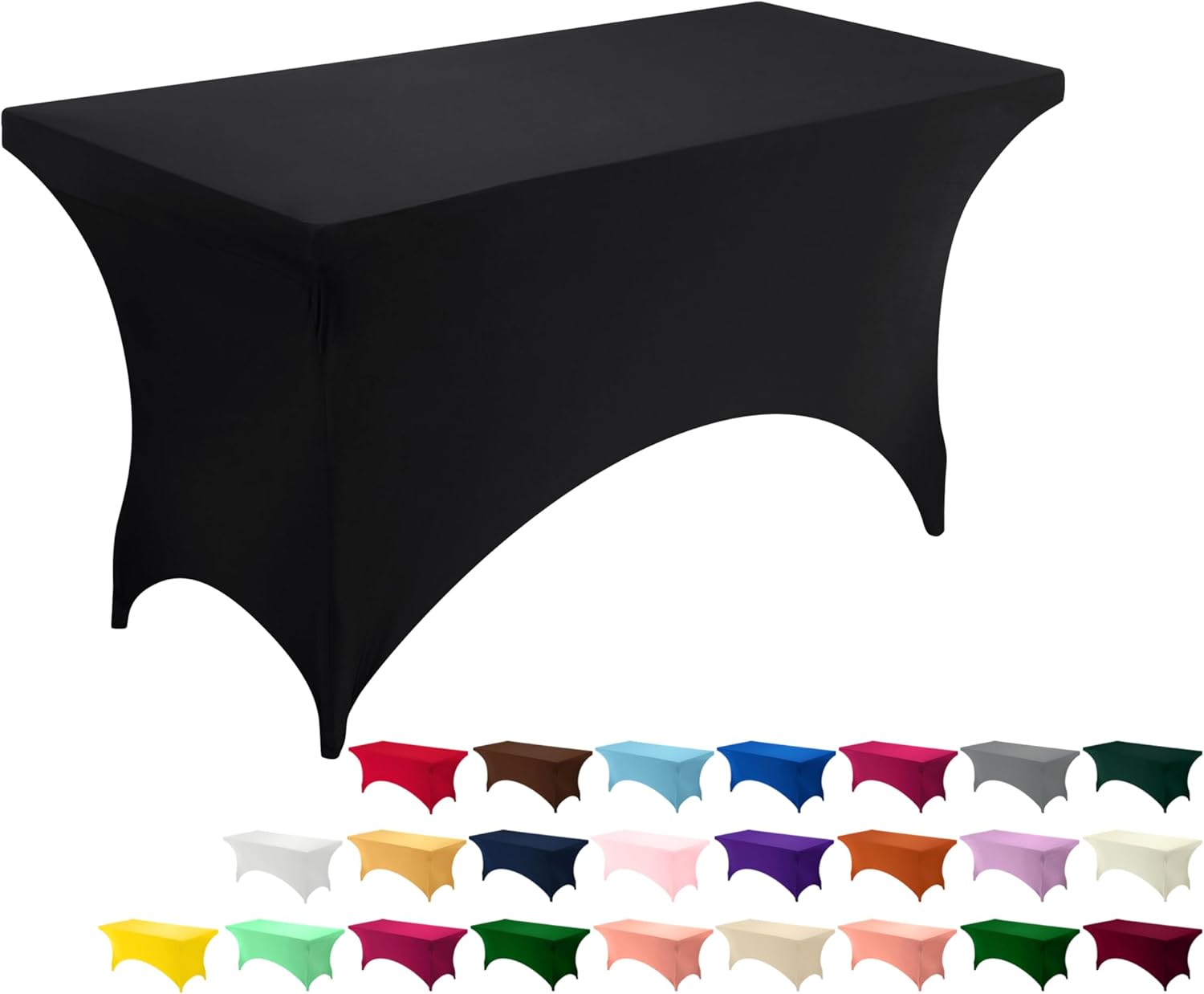 Utopia Kitchen Spandex Tablecloth 1 Pack [4FT, Black] 200 GSM Tight, Fitted, Washable and Wrinkle Resistant Stretch Rectangular Patio Table Cover for Event, Wedding & Banquet [48Lx30Wx30H Inch]